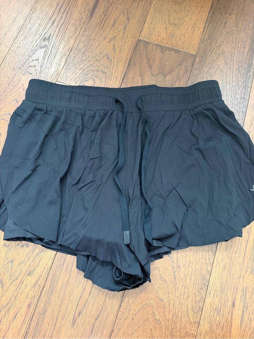 Women Black Elastic-Waist running Shorts